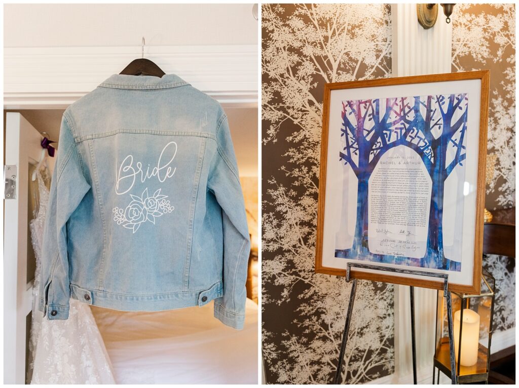 jean jacket with the word bride on the back at summer New York wedding