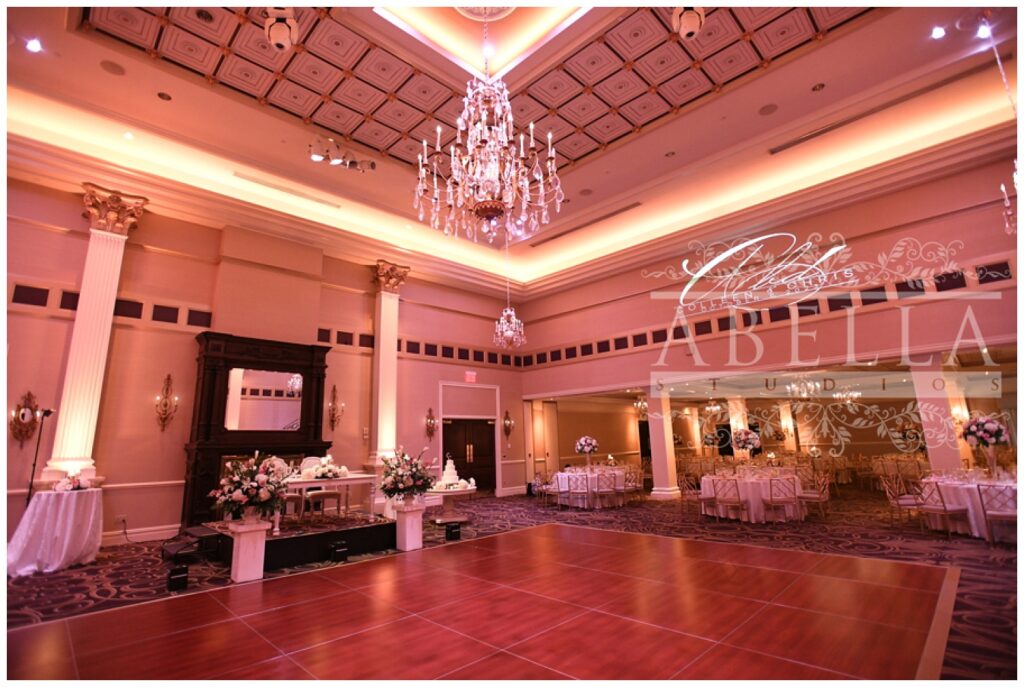 large reception room with dance floor at The Palace at Somerset Park