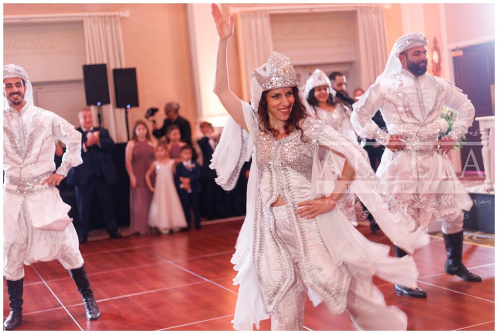 Dabke dancing group entertaining the wedding guests at the Palace at Somerset Park